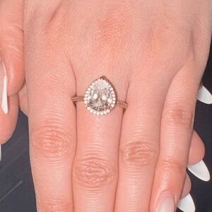 Pandora Rose Gold Teardrop Halo Ring with Clear Center